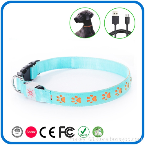 Led Blinking Glow Leather Pet Dog Collars